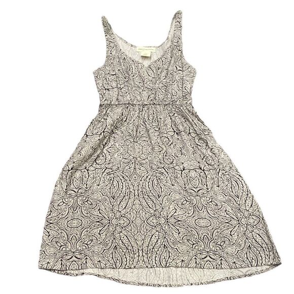 Anthropologie Starry Night black and cream Floral Paisley Print Mini Dress - Picture 2 of 8